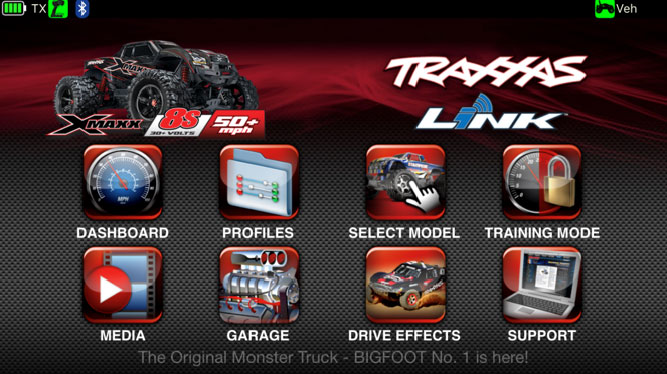 Traxxas Link Startbildschirm