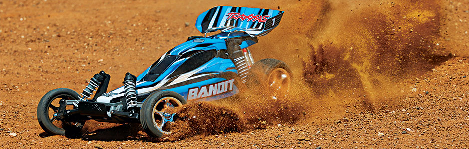 Blauer Traxxas Bandit RC-Buggy