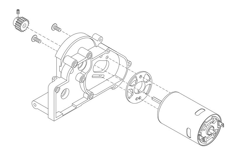 Der Adapter passt zwischen die Motor- und Getriebeplatte