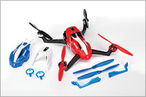 Roter Aton Quadcopter mit Zubehör