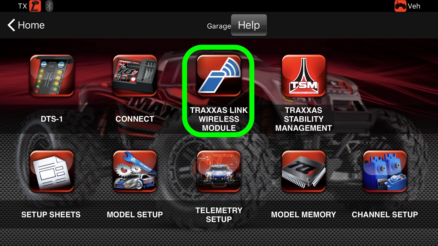 Klicken Sie auf das Symbol für das Traxxas Link-Funkmodul Klicken Sie auf das Symbol für das Traxxas Link-Funkmodul