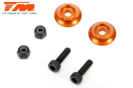 Option Part - E5 - Aluminium Rear Wing Buttons - Orange (2 pcs)