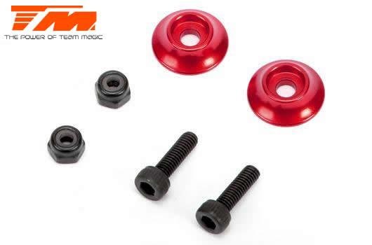 Option Part - E5 - Aluminium Rear Wing Buttons - Red (2 pcs)