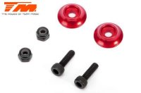 Option Part - E5 - Aluminium Rear Wing Buttons - Red (2 pcs)