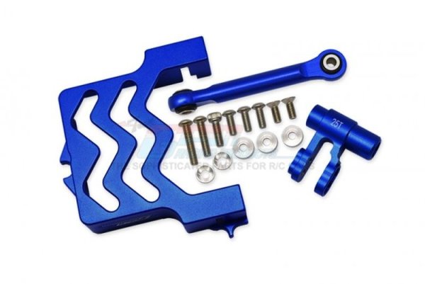 Aluminium Servobefestigung und Servohorn 25T Set blau