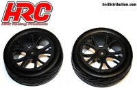 Reifen - 1/10 Buggy - 4WD Vorne - montiert - Schwarz Felgen - 2.2_ - 12mm hex - Street Arrow Radial (2 Stk.) / HRC61106