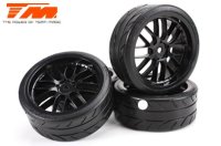 Reifen - 1/10 Drift - montiert - 8 Spoke schwarz Felgen -...