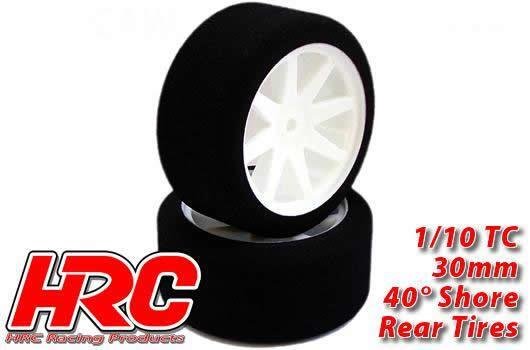 Reifen - 1/10 Touring - montiert - 12mm Hex - 30mm (Hinten) - 40° shore Moosgummi Reifen (2 Stk.) / HRC61095