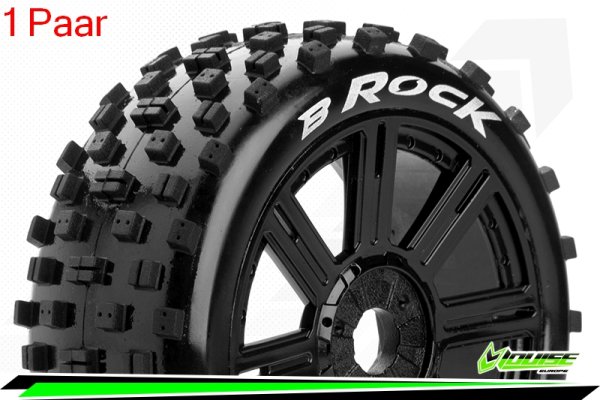 Louise RC - B-ROCK - 1-8 Buggy --Inhalt: 2 Reifen-- Fertig Verklebt - Soft - Speichenfelgen Schwarz - Hex 17mm - L-T3270SB