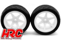 HRC61107W Reifen - 1/10 Buggy - Hinten - montiert - Weiss Felgen - 2.2\'\' - 12mm hex - Arrow Pattern Radial (2 Stk.) / HRC61107W