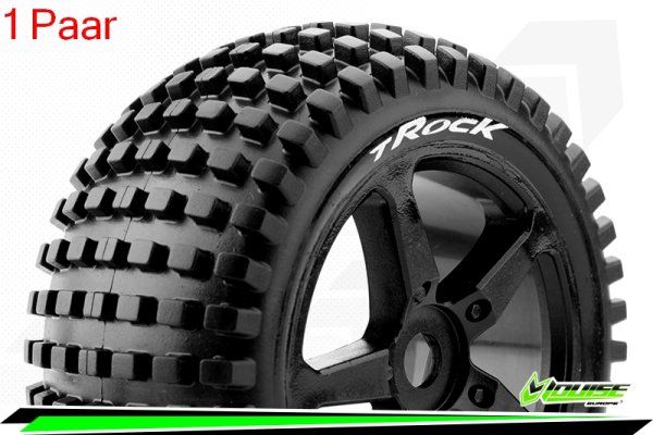 Louise RC - T-ROCK - 1-8 Truggy --Inhalt: 2 Reifen-- Fertig Verklebt - Soft - Speichenfelgen Schwarz - 0-Offset - Hex 17mm - L-T3251SB