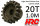 HRC71020 Motorritzel - 1.0M / 5mm Achse - Stahl - Leicht - 20Z