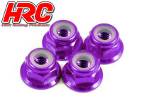 Radmuttern - M4 nyloc geflanscht - Aluminium - Purple (4...