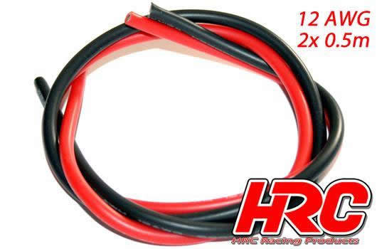 Kabel - 12 AWG/ 3.3mm2 - Silber (680 x 0.08) - Rot und Schwarz (0.5m jedes)