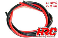 Kabel - 12 AWG/ 3.3mm2 - Silber (680 x 0.08) - Rot und...