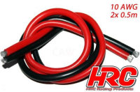 Kabel - 10 AWG / 5.2mm2 - Silber (1050 x 0.08) - Rot und...