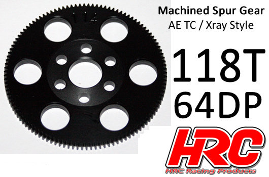 Hauptzahnrad - 64DP - Low Friction Gefräst Delrin - Xray/AE/TM Style - 118Z