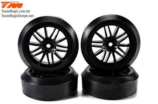 Reifen - 1/10 Drift - montiert - 15-Spoke Felgen - 12mm Hex - Hard (4 Stk.)