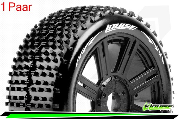 Louise RC - B-HORNET - 1-8 Buggy Komplettradsatz - Fertig Verklebt - Soft - Speichenfelgen Schwarz - Hex 17mm - L-T3150SB