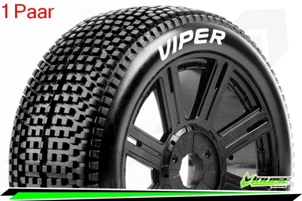 Louise RC - B-VIPER-JA - 1-8 Buggy Komplettradsatz - Fertig Verklebt - Super Soft - Speichenfelgen Schwarz - Hex 17mm - L-T3194VB