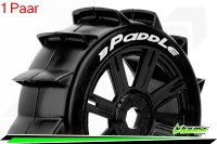 LR-T3249SB Louise RC - B-PADDLE - 1-8 Buggy Komplettradsatz - Fertig Verklebt - Soft - Speichenfelgen Schwarz - Hex 17mm - L-T3249SB