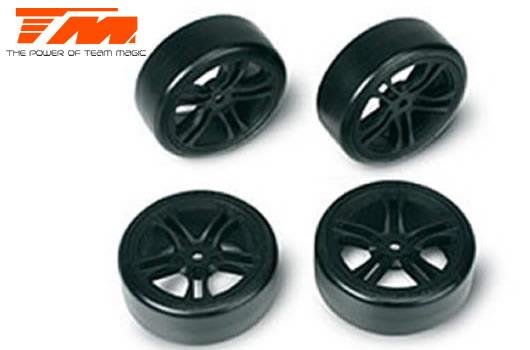 Reifen - 1/10 Drift - montiert - 5 Spoke schwarz Felgen - 12mm Hex - Hard (4 Stk.)