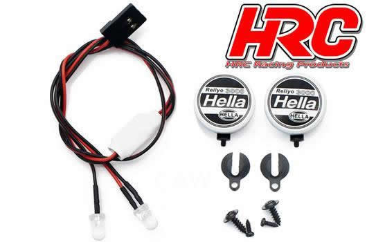 Lichtset - 1/10 oder Monster Truck - LED - JR Stecker - Hella Cover - 2x Weiss LED