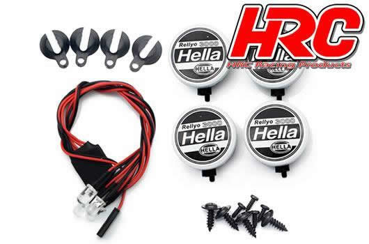 Lichtset - 1/10 oder Monster Truck - LED - JR Stecker - Hella Cover - 4x Weiss LED