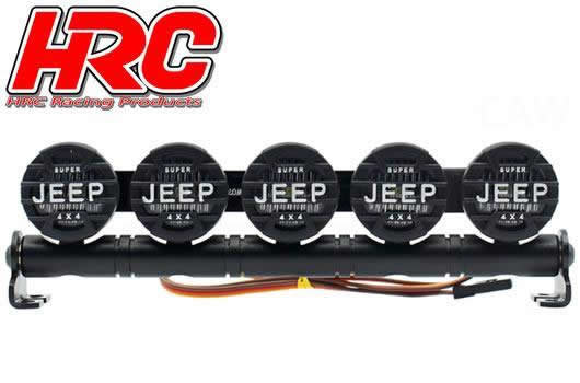 Lichtset - 1/10 oder Monster Truck - LED - JR Stecker - Dachleuchten Stange - Jeep Cover - 5x Weiss LED