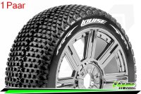 Louise RC - B-TURBO - 1-8 Buggy --Inhalt: 2 Reifen-- Fertig Verklebt - Soft - Speichenfelgen Schwarz-Chrom - Hex 17mm - L-T3104SBC