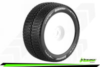 LR-T3112SW Louise RC - T-TURBO - 1-8 Truggy --Inhalt: 2 Reifen-- Fertig Verklebt - Soft - Dish Felgen Weiss - 0-Offset - Hex 17mm - L-T3112SW