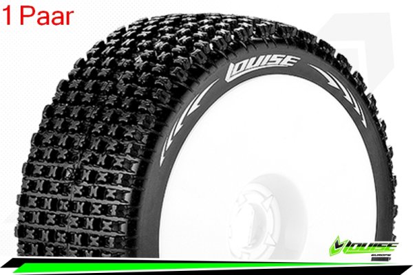 Louise RC - B-PIRATE - 1-8 Buggy Komplettradsatz - Fertig Verklebt - Soft - Dish Felgen Weiss - Hex 17mm - L-T3126SW