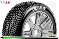 Louise RC - B-VIPER-JA - 1-8 Buggy --Inhalt: 2 Reifen-- Fertig Verklebt - Soft - Speichenfelgen Schwarz-Chrom - Hex 17mm - L-T3194SBC