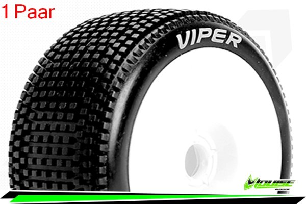 Louise RC - B-VIPER-JA - 1-8 Buggy --Inhalt: 2 Reifen-- Fertig Verklebt - Soft - Dish Felgen Weiss - Hex 17mm - L-T3194SW