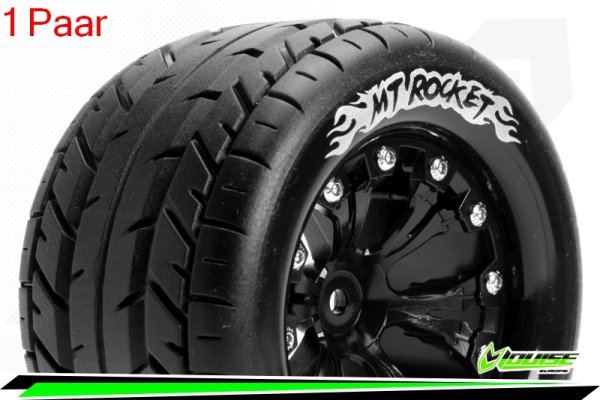 Louise RC - MT-ROCKET - 1-10 Monster Truck --Inhalt: 2 Reifen-- Fertig Verklebt - Sport - Felgen 2.8 Schwarz - 0-Offset - Hex 12mm - L-T3201SB