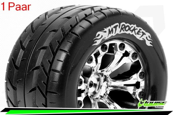 Louise RC - MT-ROCKET - 1-10 Monster Truck --Inhalt: 2 Reifen-- Fertig Verklebt - Sport - Felgen 2.8 Chrom - Hex 12mm - L-T3201SC