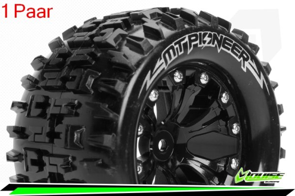 Louise RC - MT-PIONEER - 1-10 Monster Truck --Inhalt: 2 Reifen-- Fertig Verklebt - Sport - Felgen 2.8 Schwarz - 0-Offset - Hex 12mm - L-T3202SB