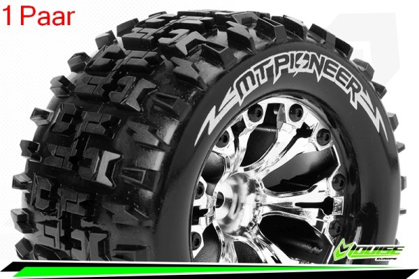 Louise RC - MT-PIONEER - 1-10 Monster Truck --Inhalt: 2 Reifen-- Fertig Verklebt - Sport - Felgen 2.8 Chrom - 1/2-Offset - Hex 12mm - L-T3202SCH