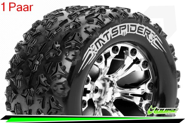 Louise RC - MT-SPIDER - 1-10 Monster Truck --Inhalt: 2 Reifen-- Fertig Verklebt - Sport - Felgen 2.8 Chrom - 0-Offset - Hex 12mm - L-T3203SC