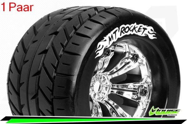 Louise RC - MT-ROCKET - 1-8 Monster Truck --Inhalt: 2 Reifen-- Fertig Verklebt - Sport - Felgen 3.8 Chrom - 0-Offset - Hex 17mm - L-T3217C