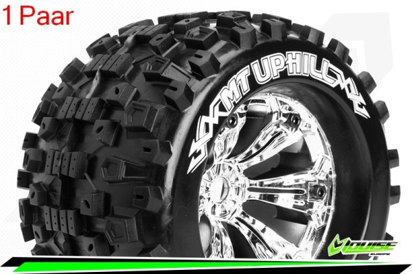 Louise RC - MT-UPHILL - 1-8 Monster Truck --Inhalt: 2 Reifen-- Fertig Verklebt - Sport - Felgen 3.8 Chrom - 0-Offset - Hex 17mm - L-T3219C