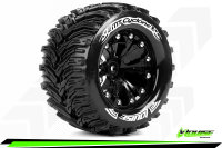 Louise RC - MT-CYCLONE - 1-10 Monster Truck --Inhalt: 2 Reifen-- Fertig Verklebt - Soft - Felgen 2.8 Schwarz - 0-Offset - Hex 12mm - L-T3226SB