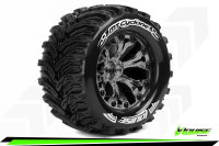 Louise RC - MT-CYCLONE - 1-10 Monster Truck --Inhalt: 2 Reifen-- Fertig Verklebt - Soft - Felgen 2.8 Schwarz-Chrom - Hex 14mm - L-T3226SBCM