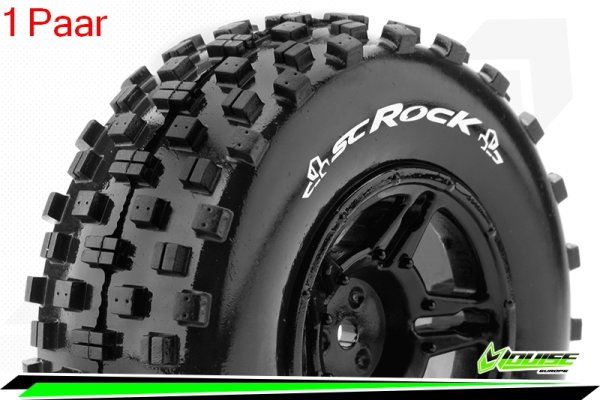 Louise RC - SC-ROCK - 1-10 Short Course --Inhalt: 2 Reifen-- Fertig Verklebt - Soft - Felgen Schwarz - Asso SC10 4X4 - L-T3229SBAA