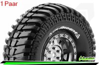 LR-T3232VBC Louise RC - CR-ARDENT - 1-10 Crawler --Inhalt: 2 Reifen-- (2) - Fertig Verklebt - Super Soft - Felgen 1.9 Schwarz-Chrom - Hex 12mm - L-T3232VBC