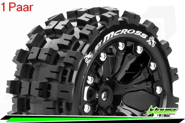 Louise RC - ST-MCROSS - 1-10 Stadium Truck --Inhalt: 2 Reifen-- Fertig Verklebt - Sport - Felgen 2.8 Schwarz - Hex 14mm - L-T3272SBM