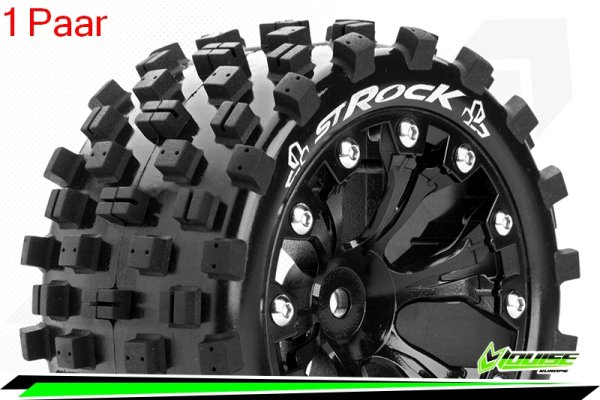 Louise RC - ST-ROCK - 1-10 Stadium Truck --Inhalt: 2 Reifen-- Fertig Verklebt - Sport - Felgen 2.8 Schwarz - Hex 14mm - L-T3273SBM