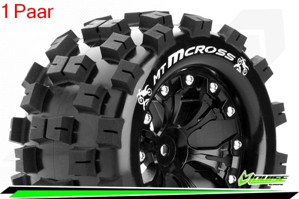 Louise RC - MT-MCROSS - 1-10 Monster Truck --Inhalt: 2 Reifen-- Fertig Verklebt - Sport - Felgen 2.8 Schwarz - 0-Offset - Hex 12mm - L-T3274SB