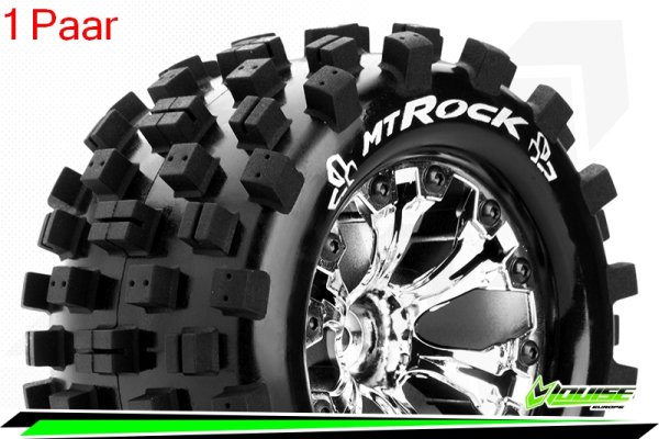 Louise RC - MT-ROCK - 1-10 Monster Truck --Inhalt: 2 Reifen-- Fertig Verklebt - Sport - Felgen 2.8 Chrom - 0-Offset - 12mm - L-T3275SC