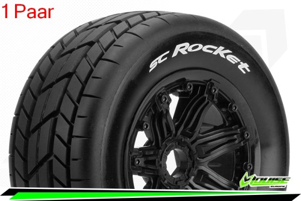 Louise RC - SC-ROCKET - 1-5 Short Course Truck --Inhalt: 2 Reifen-- Montiert - Sport - Bead-Lock Felgen Schwarz - Hex 24mm - Hinten - L-T3291B